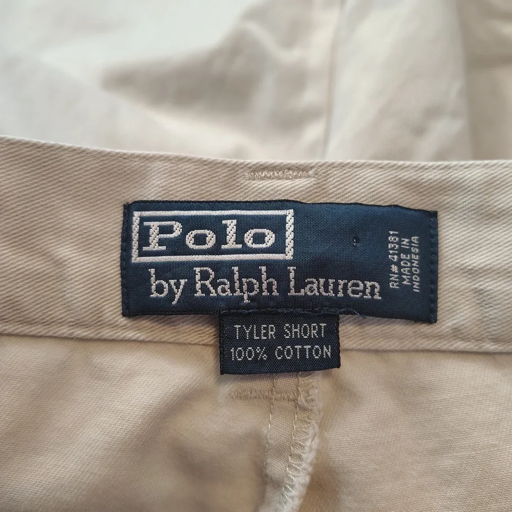 Polo Ralph Lauren Tyler Short Mens 35 Khaki Tan Pleated Chino Cotton Shorts 9in
